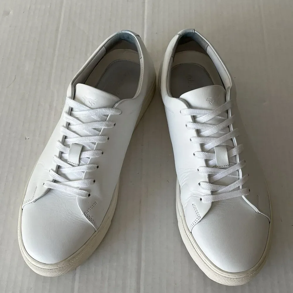 Wolf & Shepherd Glider Sneakers Casual White Italian Leather Shoes Mens Sz 11.5D